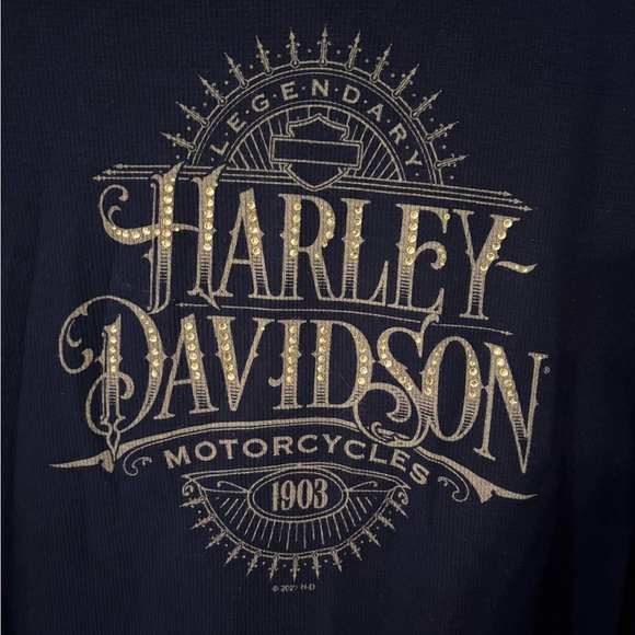 Harley-Davidson Navy Long Sleeve Thermal Shirt Women’s L - Picture 6 of 6